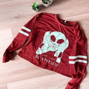 Red Alien Cropped Sweater